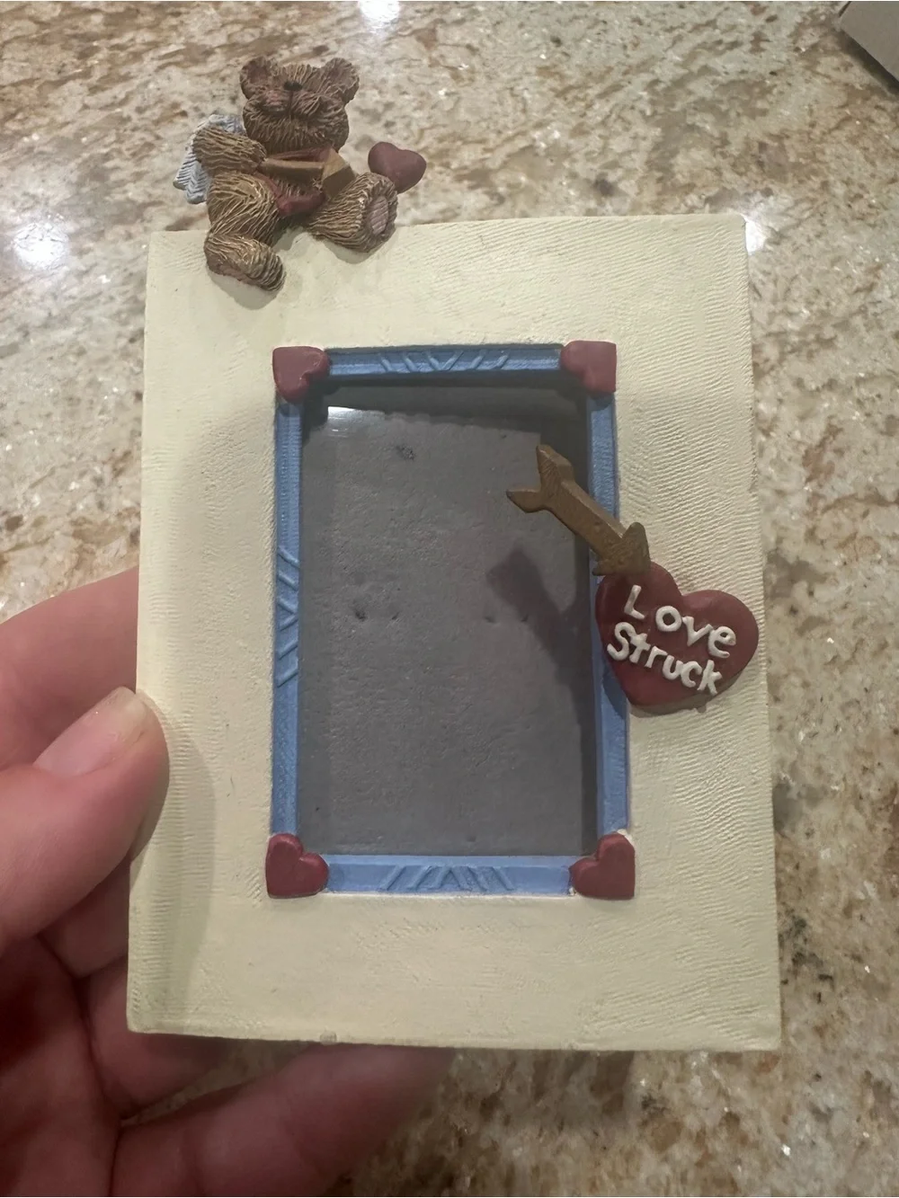 Bear with Bow & Arrow “Love Struck' Photo Frame- holds 2x3 photo